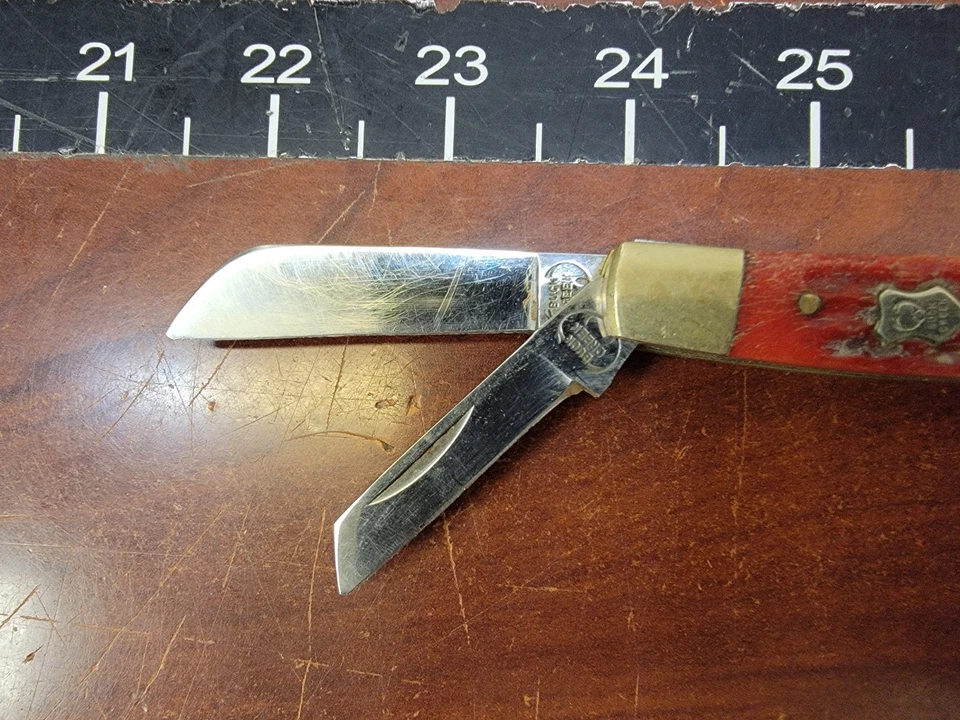 Cuchillo Plegable Buck Creek Alemania Bobcat Hueso Rojo Congreso Foto 3 de 4