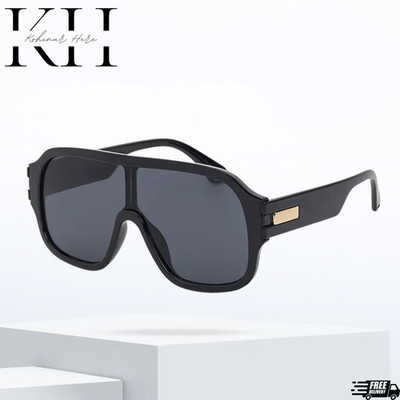 Sunglasses Men's Fashion Oversized Black Frame Designer Shades Retro Street Wear