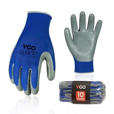 Vgo... 10-Pairs Safety Work Gloves, Gardening Gloves, Non-slip Nitrile coatin...