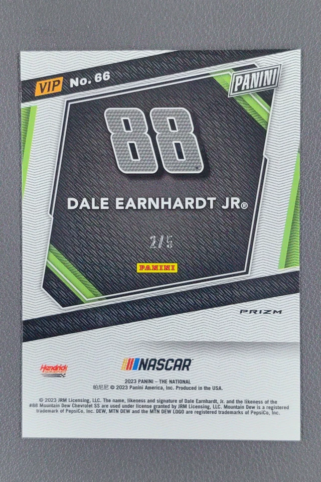 2023 Panini The National VIP Dale Earndardt Jr Black Gold Prizm /5 #66 - Image 2 of 3