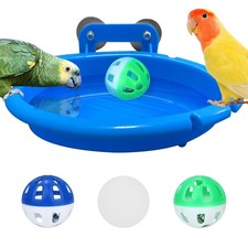 Bird Bath for Cage with 3 Balls Bird Tub Bowl Basin Hanging Birdbath Toy Pet Par