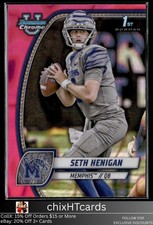 Seth Henigan 2024 Bowman University Chrome Pink Lava Refractor Memphis Tigers
