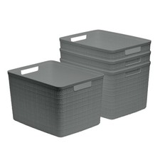 Set of 4 Jute Basket Large Durable Resin Organization and Storage Basket Bin