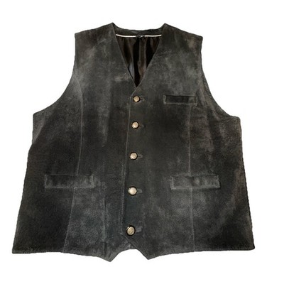 Men's C Comberti Genuine Suede Leather Black Vest Western Cowboy Rodeo Size 50 M