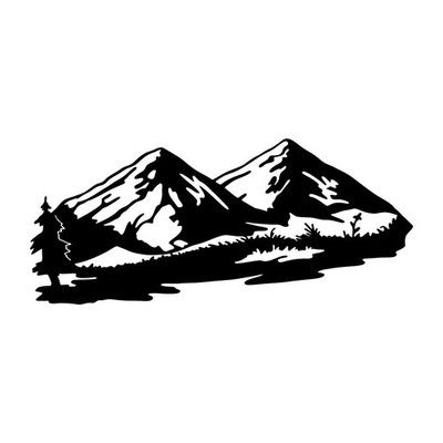 Two Mountains Scene Scenery Decal Sticker Black Die Cut Vinyl