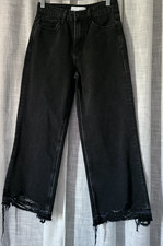 Vervet by Flying Monkey size 24 00 Black Sun Wide Leg Denim Jeans 100% cotton