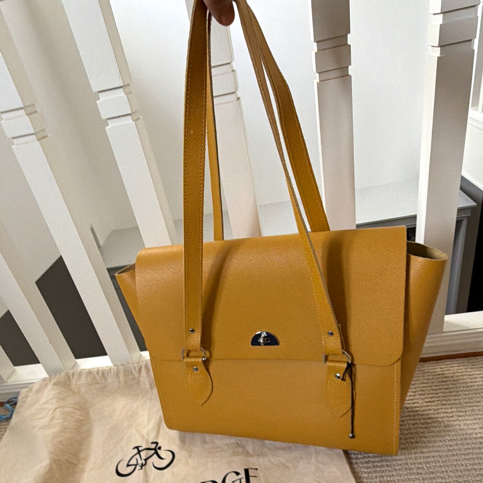 The Cambridge Satchel Co. Yellow Saffiano Leather Satchel Top Handle, Dust Bag