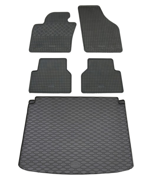Gummi FußMatten Kofferraumwanne FüR VW Tiguan 1 5N 2007-2016 Set Gummimatten-image