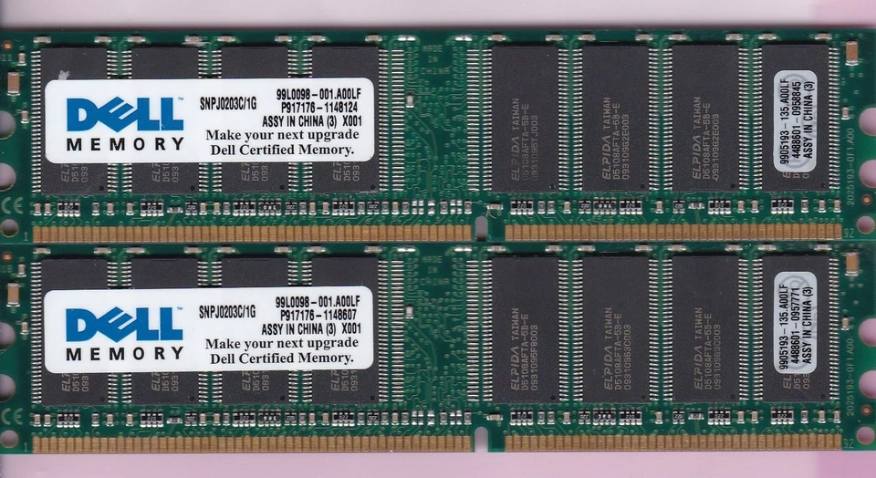 2GB 2x1GB PC3200 DELL SNPJ0203C/1G ELPIDA DDR-400 Desktop Ram Memory Kit DDR1 - Image 2 of 4