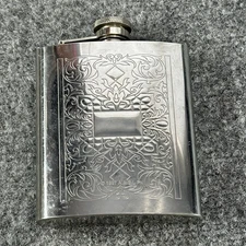 Vintage (1997) AADLP Lighter Co. Promo Engraved Stainless Flask 8oz Hip Flask 5”