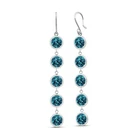 11.00 Cttw  London Blue Topaz 925 Sterling Silver 5-Stone Drop Dangle Earrings