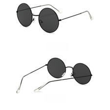 Round Sunglasses for Men Women Metal Frame UV Protection Gray or Brown Lens