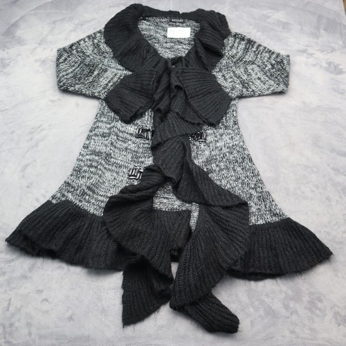 Kessler sweater dress Women S/M Gray Black Ruffle Boho