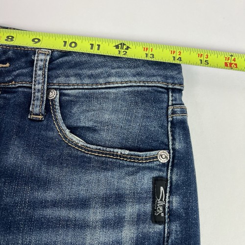SILVER Avery Slim Women’s Blue Jeans Size 5/6 (W28) Distress Ripped/Torn Stretch - Picture 8 of 13