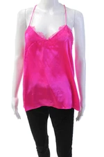 Cami NYC Women's V-Neck Spaghetti Straps Lace Trim Tank Tank Fuchsia Pink Size S