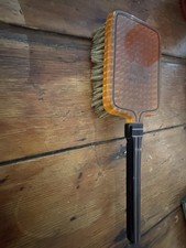 Celluloid Vintage Embossed With Girl Hair Brush With Natural Bristles