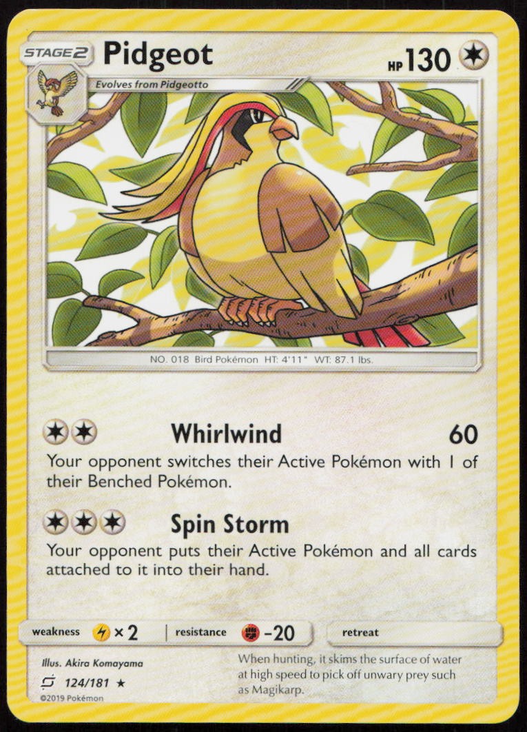 Pidgeot 124/181 LP Team Up Rare Pokemon