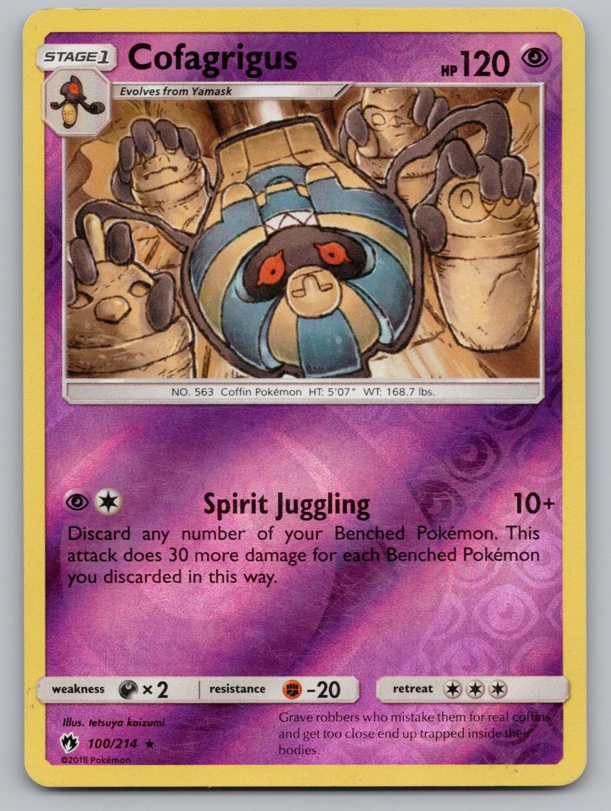 Cofagrigus 100/214 Rare Lost Thunder Pokemon Reverse Holo LP