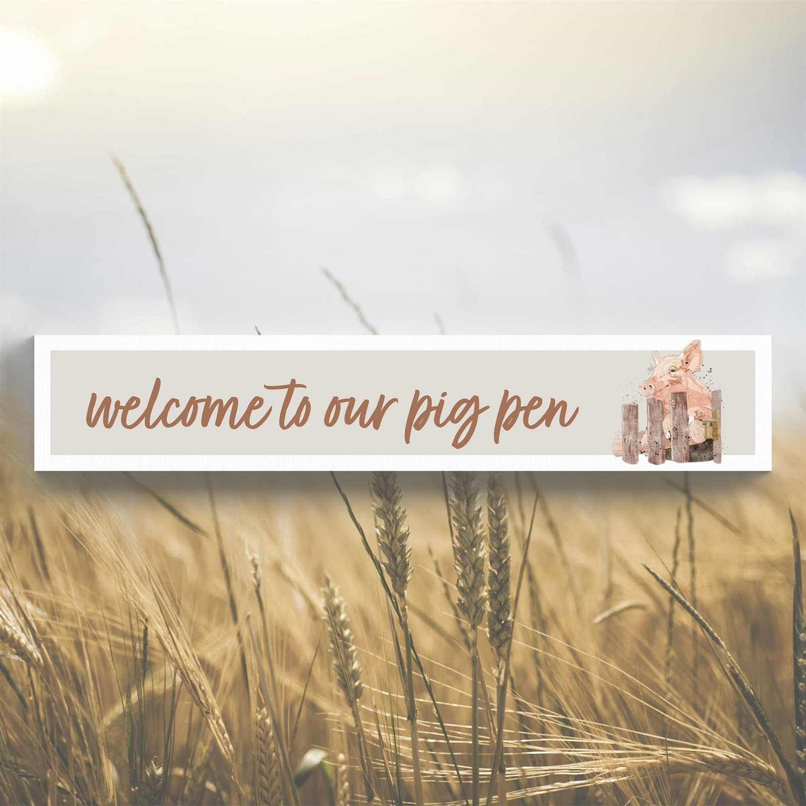 Welcome To Our Pig Pen Pig At Gate Farm Giftware Wooden Momento Block