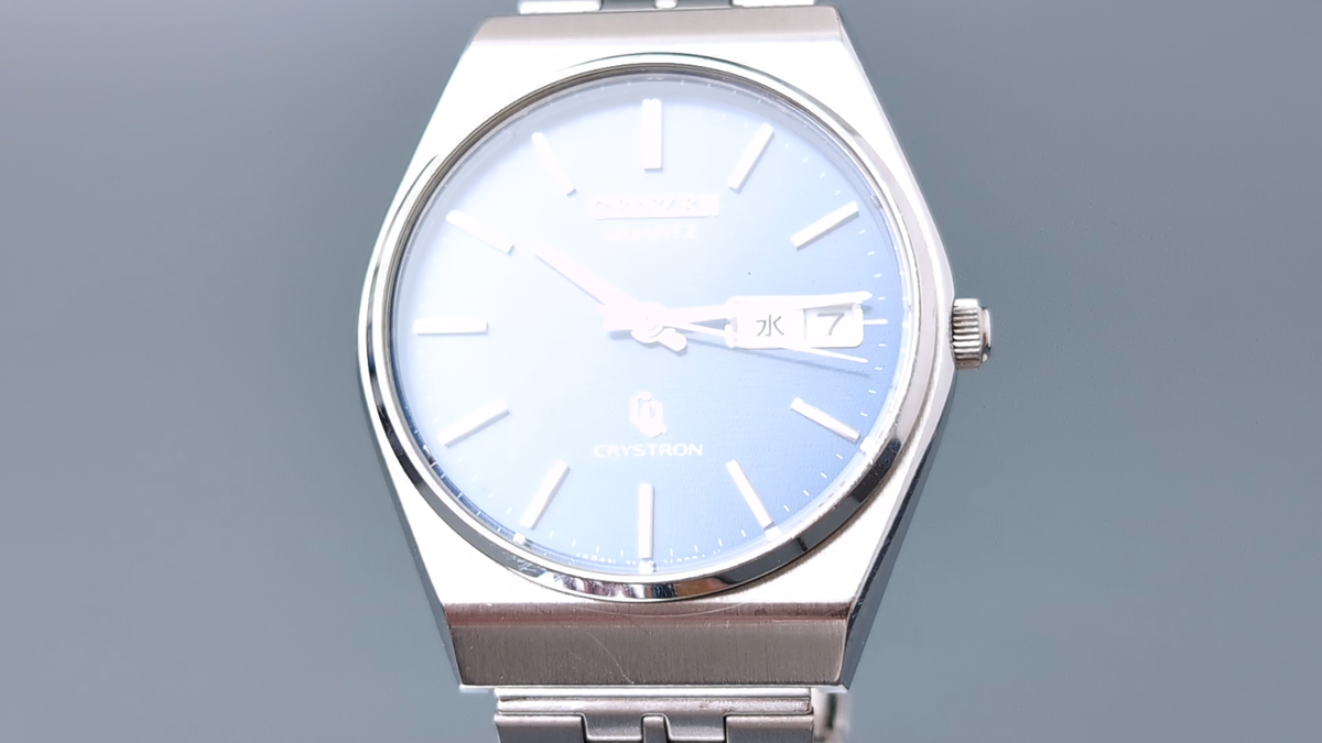 CITIZEN CRYSTRON 4-730666TA Blue Dial Quartz Day Date Men's Watch