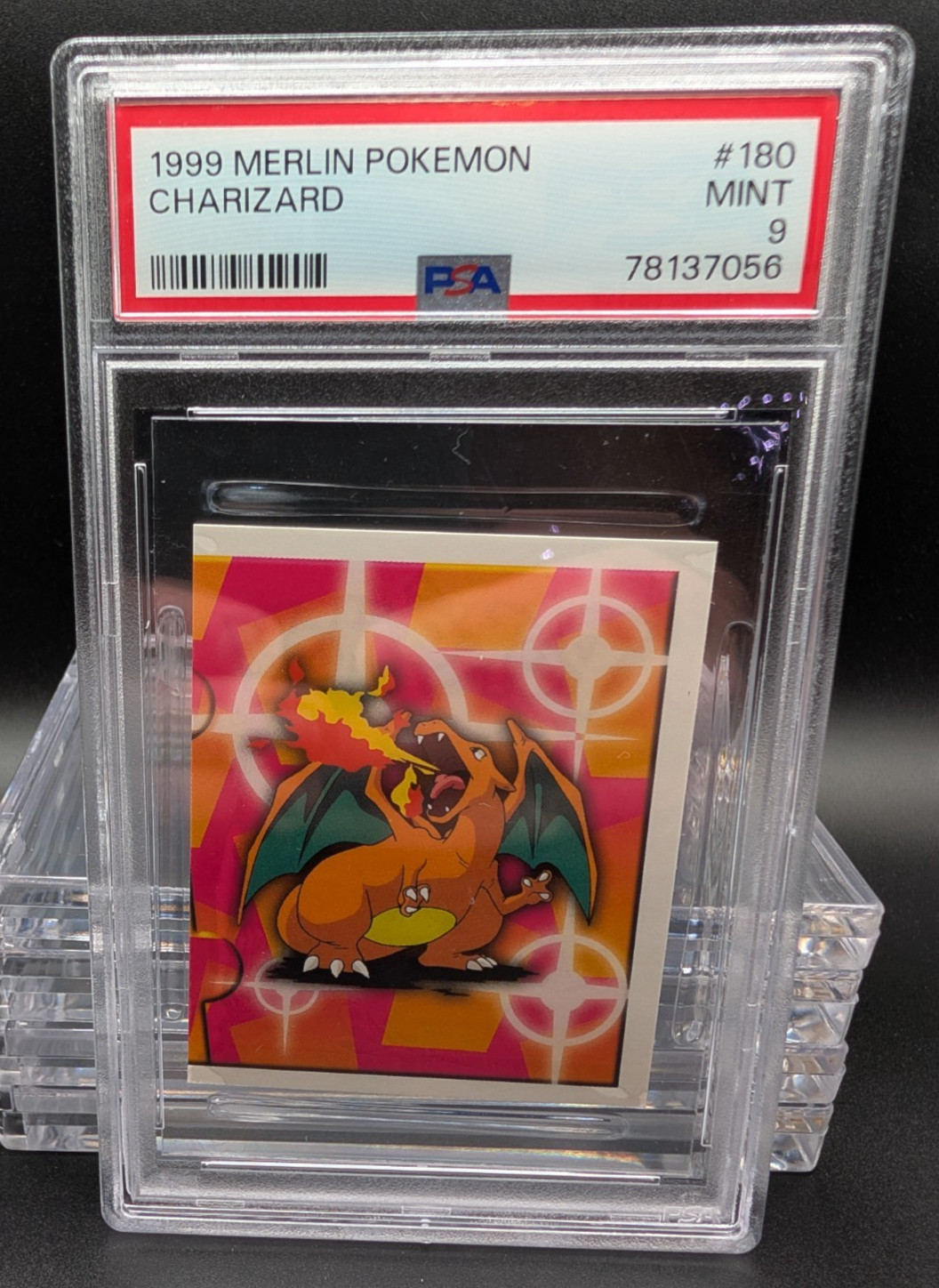 1999 MERLIN POKEMON CHARIZARD #180 PSA 9