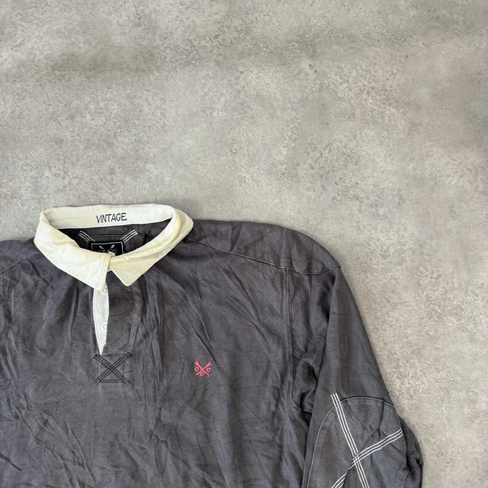 Crew Clothing Rugby Polo Shirt Mens Large Long Sleeve Top, Grey - Image 2 of 4