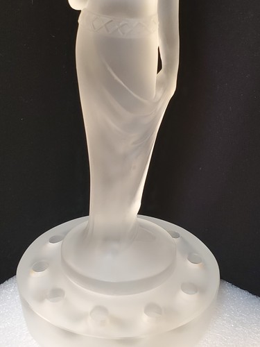Frosted Glass Flower Frog Nude Draped Figurine Schweig Müller? Art Deco Statue - Picture 6 of 11