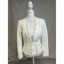 White House Black Market Cream Tailored Peplum Blazer Old Money Quiet Luxury