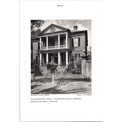 Miles Brewton House English Colonial Charleston SC Vintage Print STF-UP1