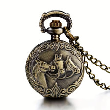 Vintage Pocket Watch Necklace Horse  rider Pocket Watch