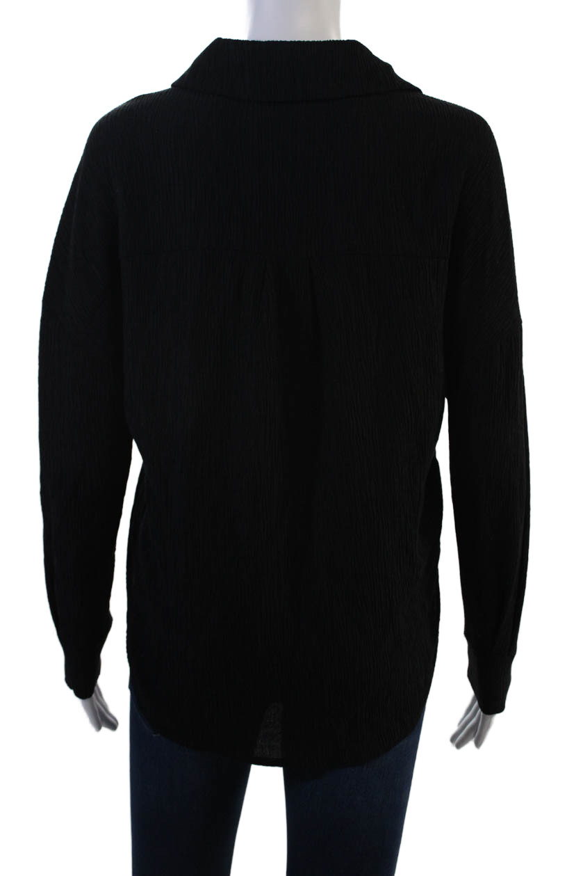 MNG Womens Basic Black Collared Button Up 3/4 Sle… - image 3