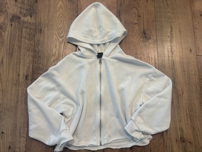 Art Class Girls White Boxy Cropped Zip-Up Hoodie Sweatshirt Size Large 10/12
