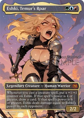 MTG - Eshki, Temur's Roar - Fanart Borderless Style - EDH / Playtest