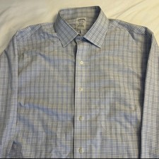 Brooks Brothers Regent Fit Non Iron Shirt Men  s 16 34 Blue Check Long Sleeve
