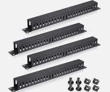 4 Pack 1U 19 Inch Cable Manager 24 Slot Horizontal Rack Mount Wire Management