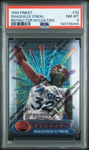 1994-95 FINEST SHAQUILLE O'NEAL #32 REFRACTOR W/ COATING PSA 8 LAKERS SHAQ 🔥🔥