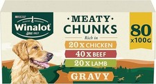 WINALOT Meaty Chunks Mixed in Gravy Wet Dog Food Pouches 80x100g 3.00 per kilo