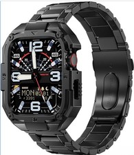 ELECTIM Apple Watch 45mm Metal Band Case Series 9 8 7 Black Rugged