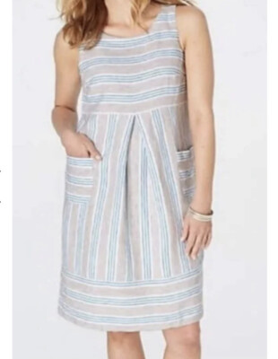 J. Jill Pure Linen Sleeveless Striped Dress Size Large | eBay J. Jill Pure Linen Sleeveless Striped Dress Size Large | eBay