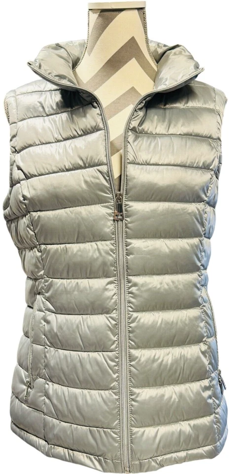 Chaleco acolchado de plumón plateado Calvin Klein - Bolsillos con cremallera - Para mujer Pequeño/Pequeño Foto 4 de 4