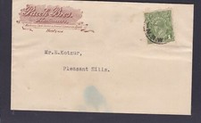1930s KING GEORGE V HEAD 1d PRE-DECIMAL STAMP PACCH BROS. COMMERCIAL COVER #B128