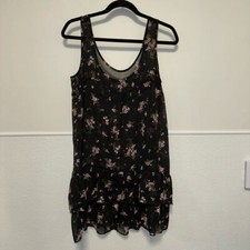 Women's XXI Forever 21 Dress Size M Medium Black Floral Sheer Ruffles