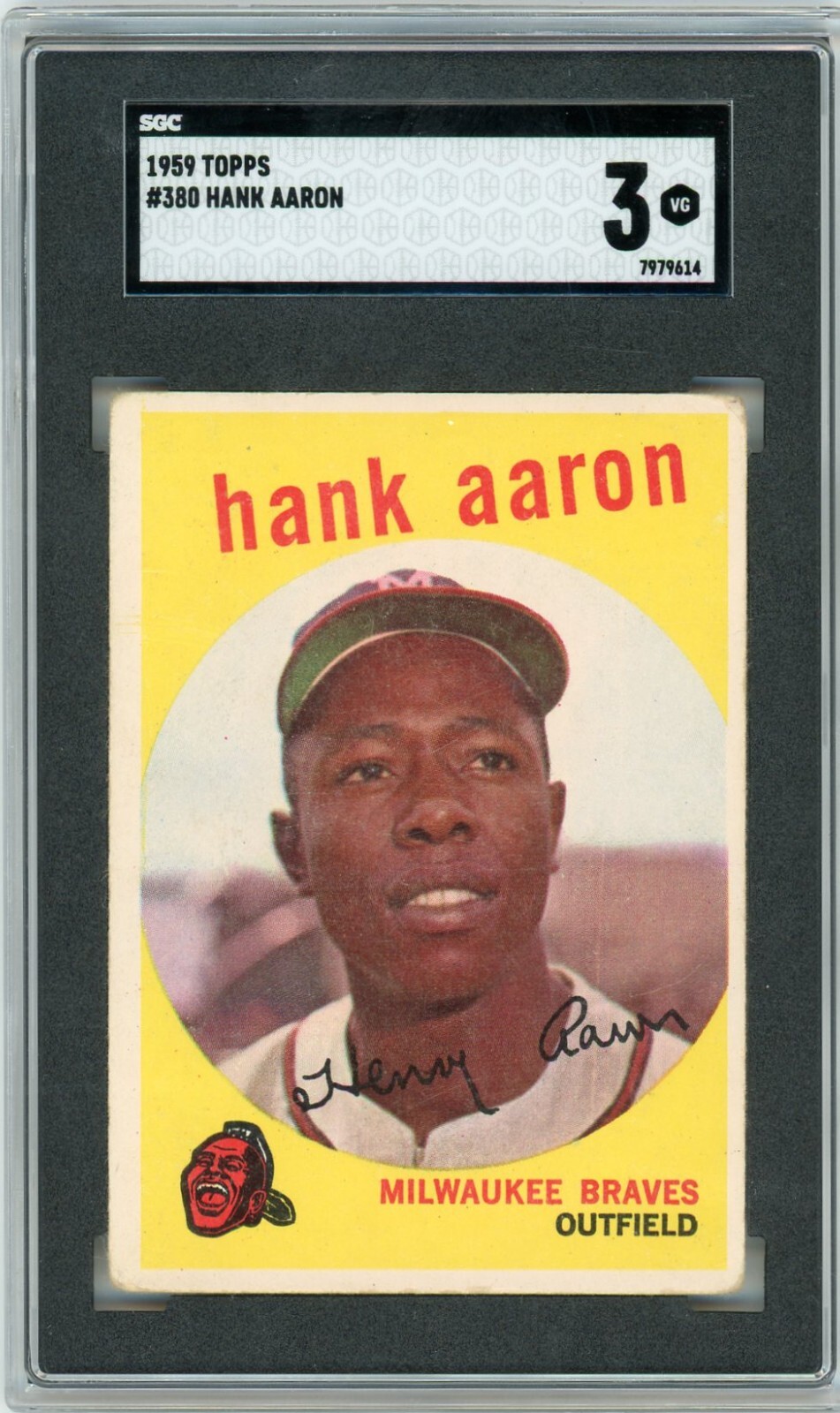 1959 Topps #380 HANK AARON Milwaukee Braves SGC 3 VG
