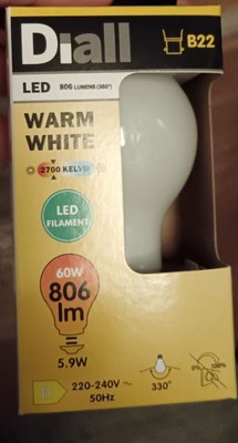 6 X Diall 5.9W 806Lm Gls Warm White Led Filament Filament Light  