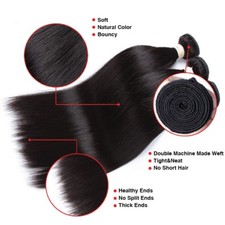 Indian Virgin Hair Straight 3 Bundles 20"22"24" With 20" 4 by 4 Lace Closure