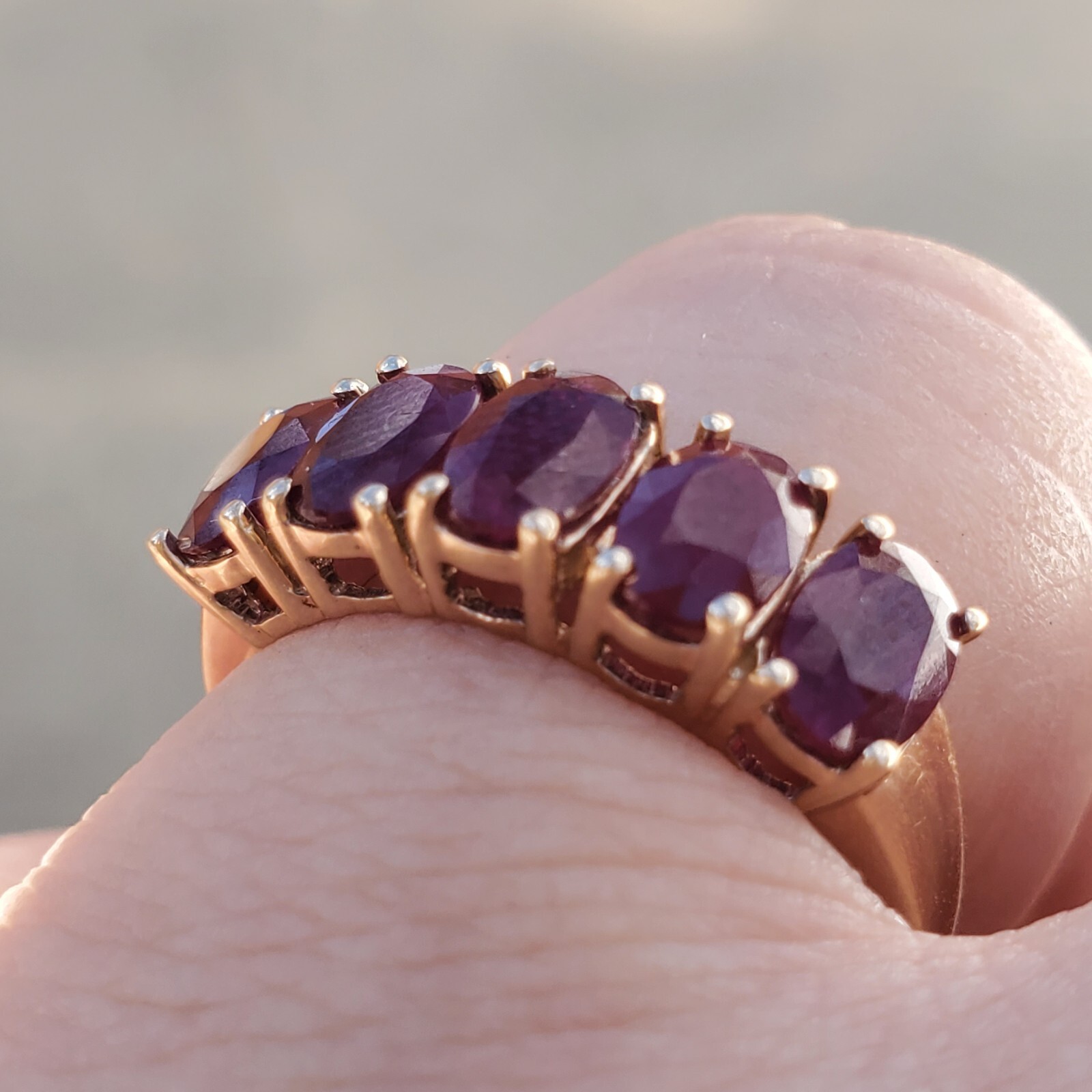 10K VINTAGE SOLID YELLOW GOLD OVAL RUBY GEMSTONE … - image 4