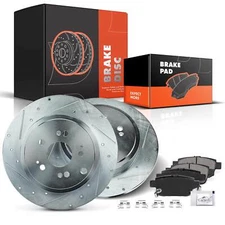 Drilled & Slotted Rotors &Ceramic Brake Pads for Honda Ridgeline 2006-2014 3.5L