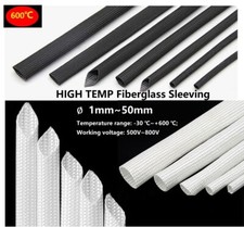 HIGH TEMP 600 C Fiberglass Sleeving Wire Cable Insulating Protector Tube  1 50mm