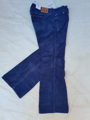 Vintage RL Polo Jeans Corduroy Jeans Men's W36 Blue Flared Sun Damaged Flaw
