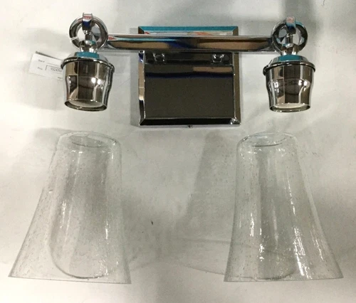 Generation Brands 2 Medium Seeded Glass Light Vanity Light VS24702CH Chrome - Picture 1 of 6